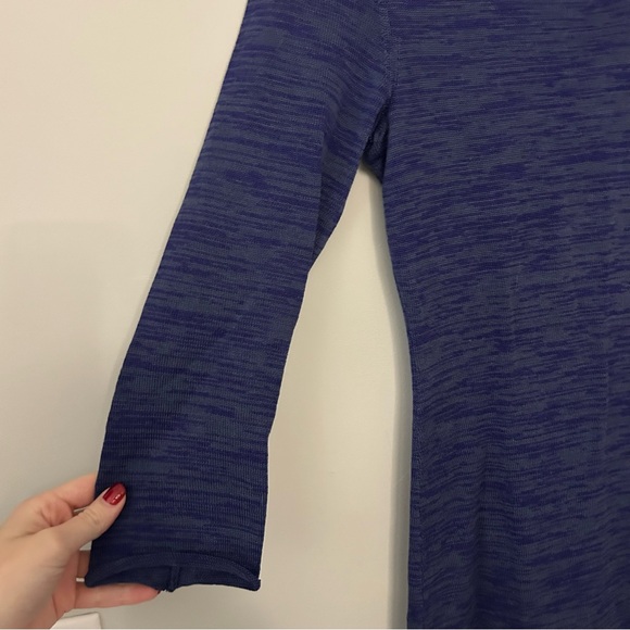 Peruvian Connection Blue Purple Pima Cotton V-Neck Midi Dress - Picture 5 of 6